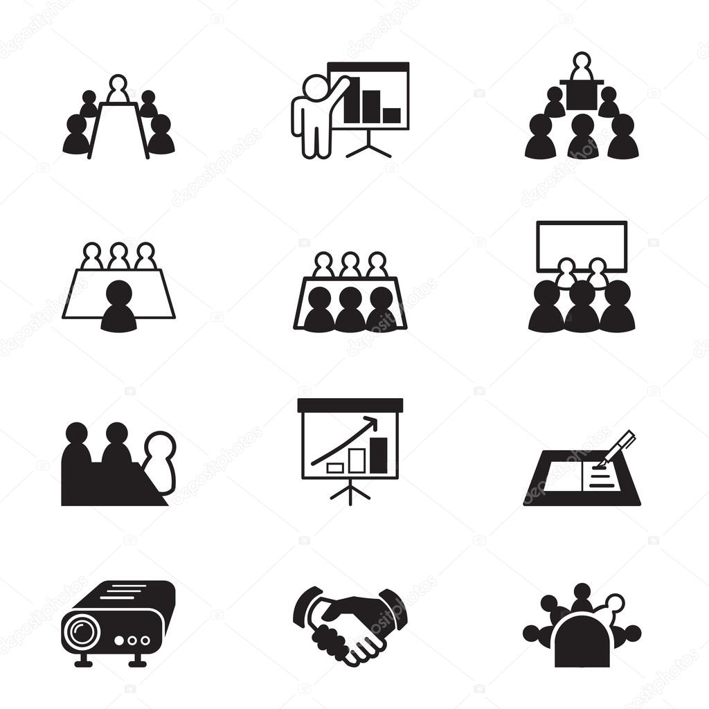 business meeting and Conference icons set