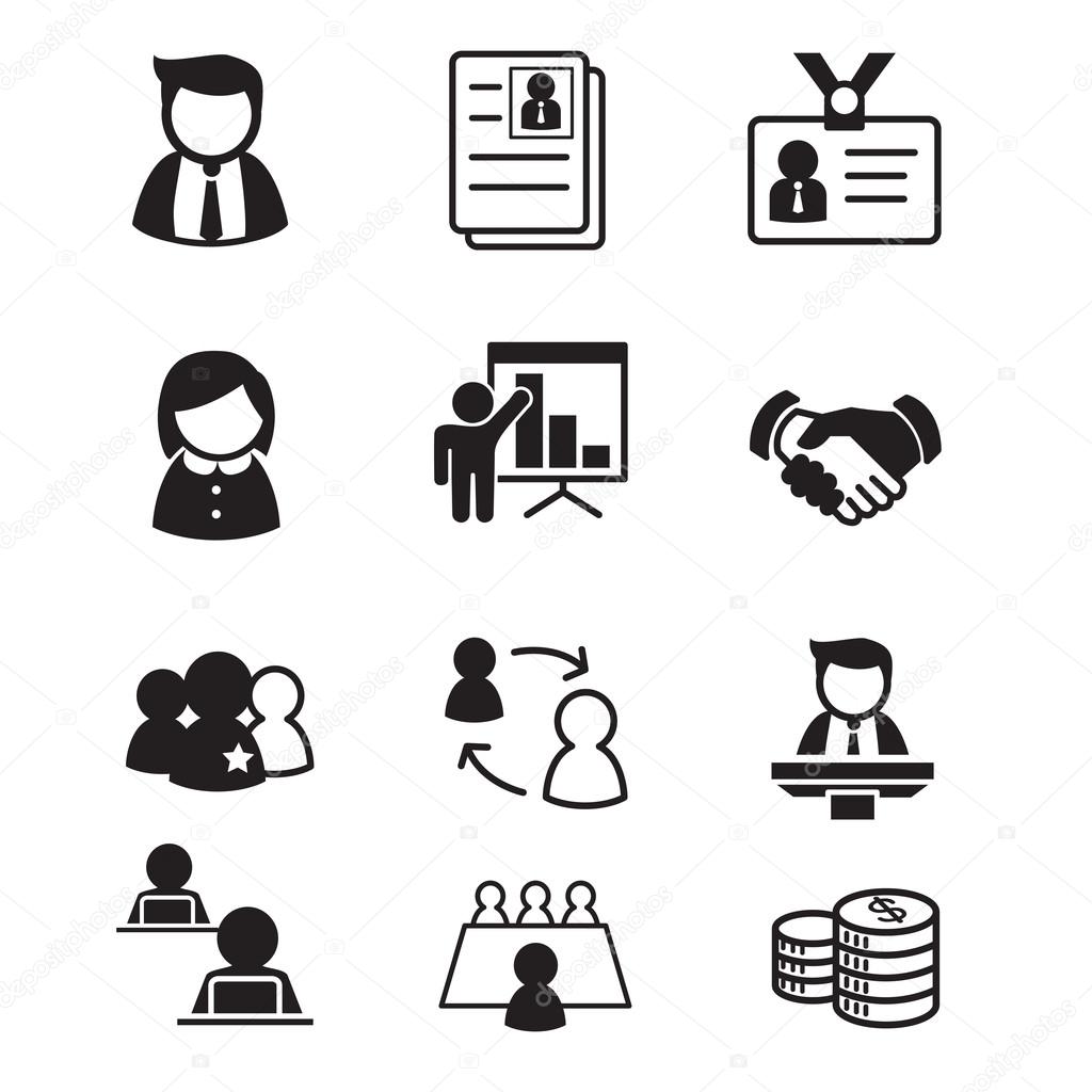 human resource & staff  management icons set illustration