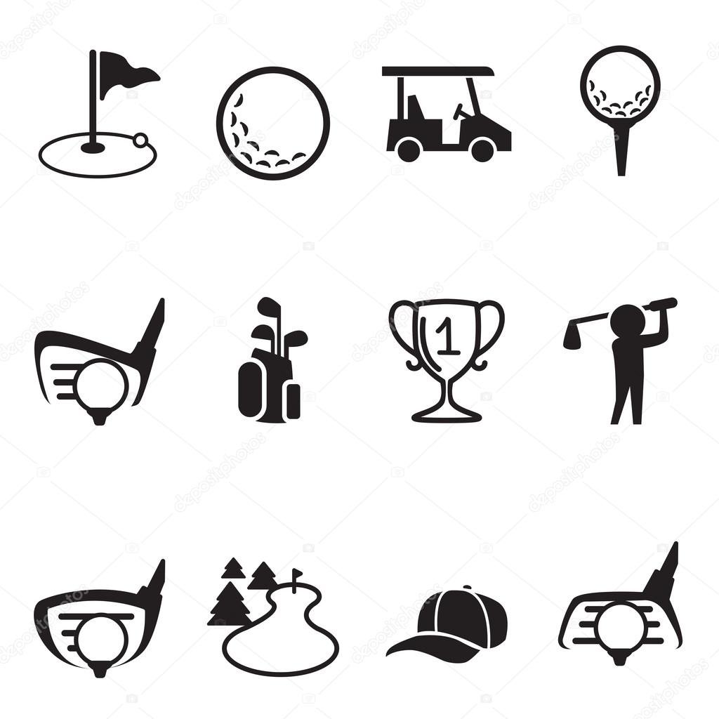 Golf icons set Vector illustration Symbol
