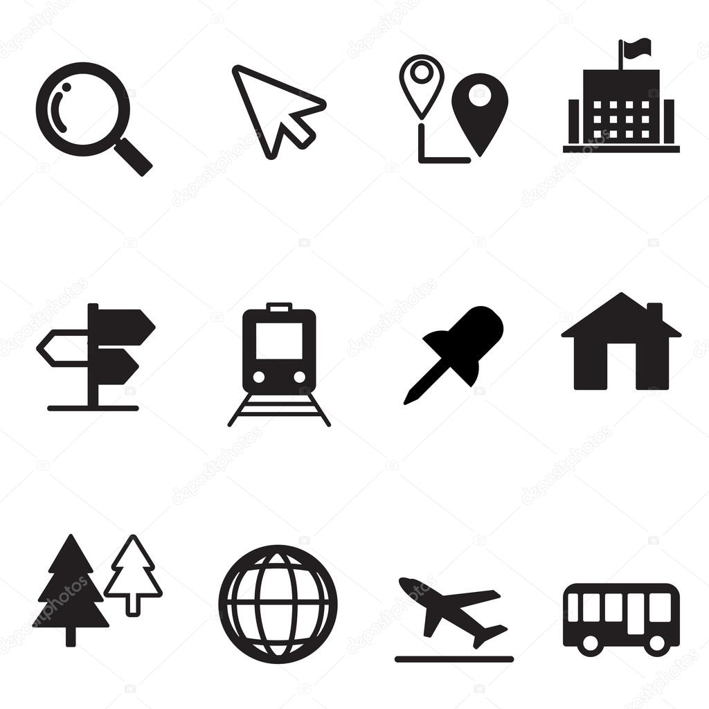 Map icons set Vector illustration