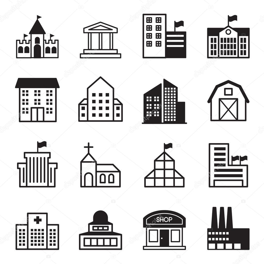 Basic Building icons Set Vector illustration