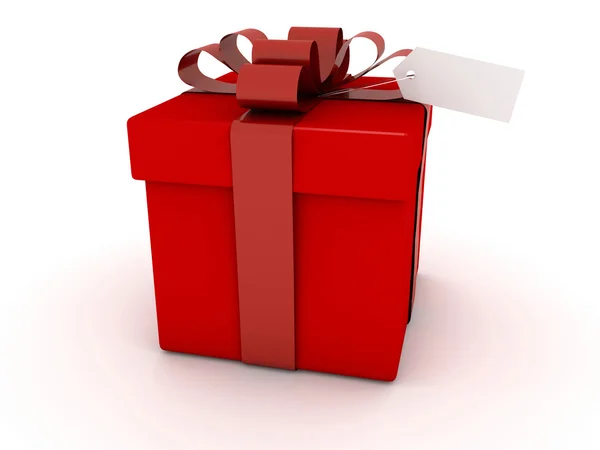 Isometrische rote Geschenkschachtel mit roter Schleife auf weißem Hintergrund — Stockfoto