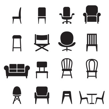 Vektör çizim (ön yan koltuk ve oturma Icons set)