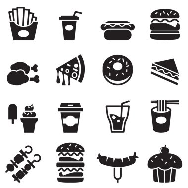 Fast food simgeler vektör çizim ayarla