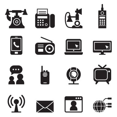 Telekomünikasyon teknolojisi simgeler vektör ayarla