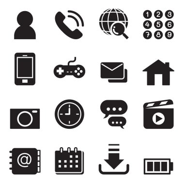 Temel akıllı telefon uygulama Icons set