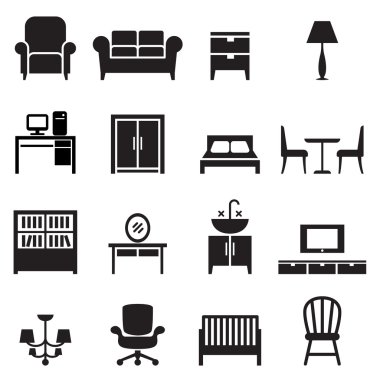 Vektör çizim temel mobilya Icons set