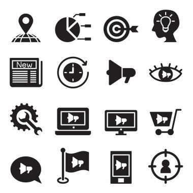 Pazarlama ve reklam simgeler vektör çizim ayarla