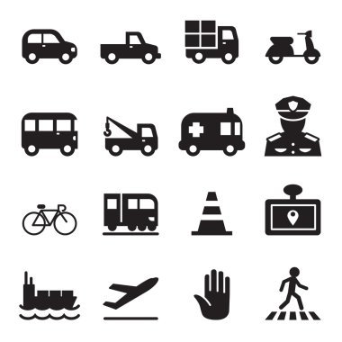 Vektör çizim araç ve ulaşım Icons set