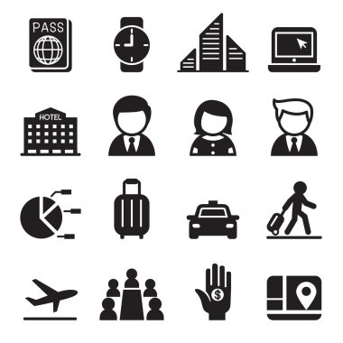 İş seyahat simgeler vektör çizim ayarla