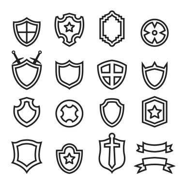 kalkan Icons set vektör çizim