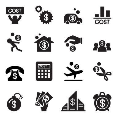 Vektör çizim iş maliyet Icons set
