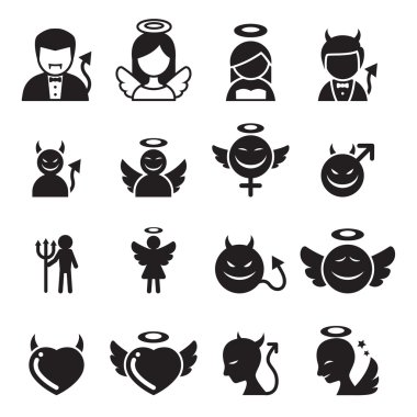 Şeytan ve melek Icon set