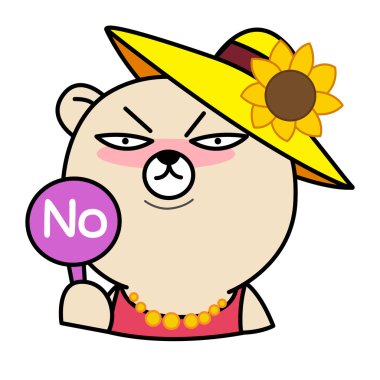 Çizgi film ayı hayır işareti çizim ile