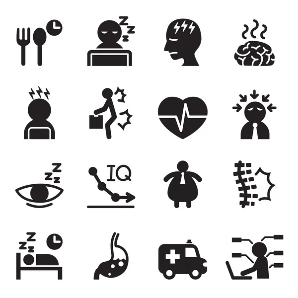 Conjunto de iconos de síndrome de oficina ilustración vectorial — Archivo Imágenes Vectoriales