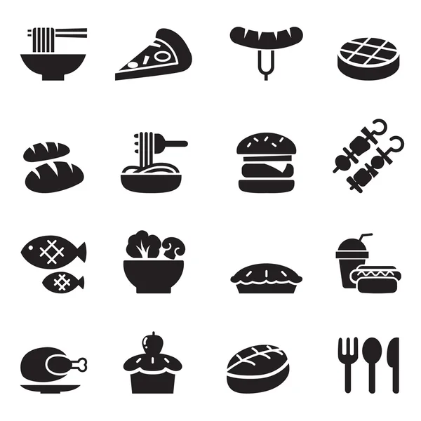 Iconos de alimentos básicos set vector ilustración — Archivo Imágenes Vectoriales