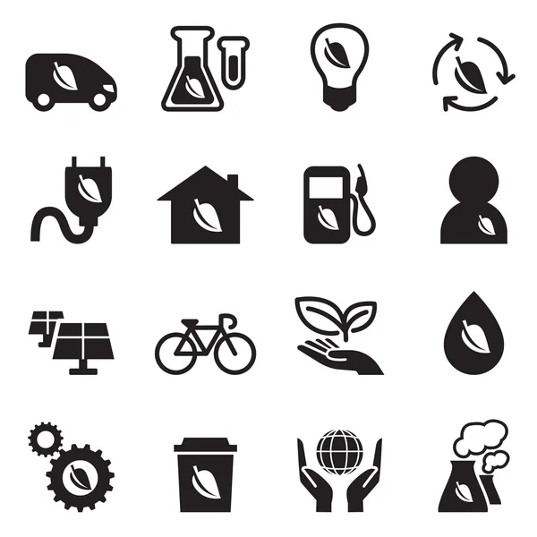 Iconos de tecnología verde set vector ilustración — Vector de stock