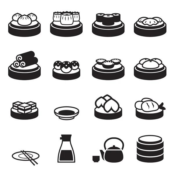 Dim sum & iconos de comida japonesa — Archivo Imágenes Vectoriales