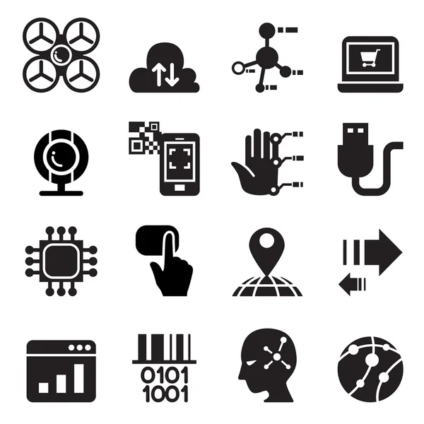 Набор иконок для компьютеров и электронных технологий — стоковый вектор