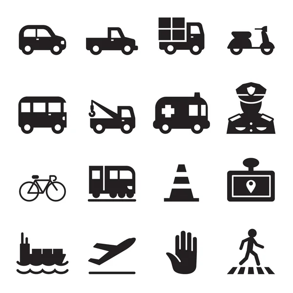 Iconos de coche y transporte set vector ilustración — Archivo Imágenes Vectoriales