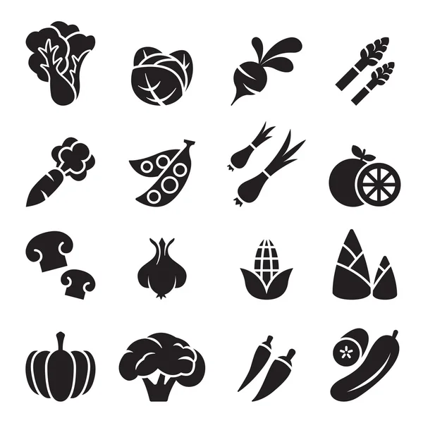 Vegetable icons set vector illustration — Stock Vector