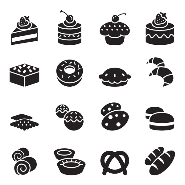 Bäckereisymbole setzen Vektorillustration — Stockvektor