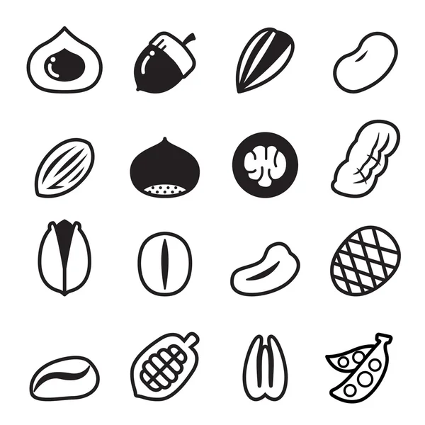 Nuss Symbole Vektor Illustration Set 2 — Stockvektor