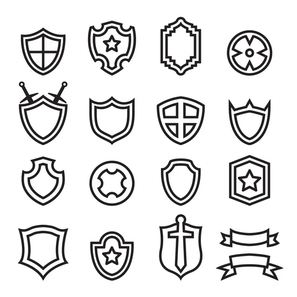Ícones de escudo conjunto ilustração vetorial — Vetor de Stock