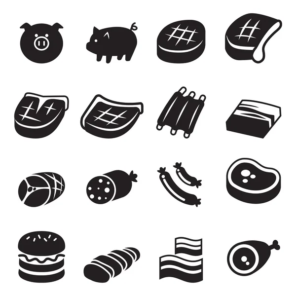 Pork & pig icons set vector illustration — Stock Vector