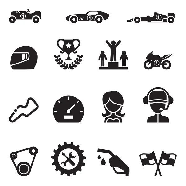 Carreras de coches icono conjunto — Vector de stock