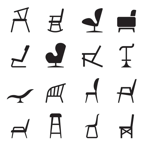 Iconos de silla y asientos set vector ilustración — Archivo Imágenes Vectoriales