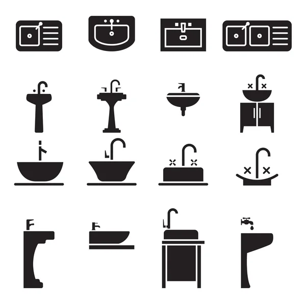 Iconos del fregadero set vector ilustración — Vector de stock