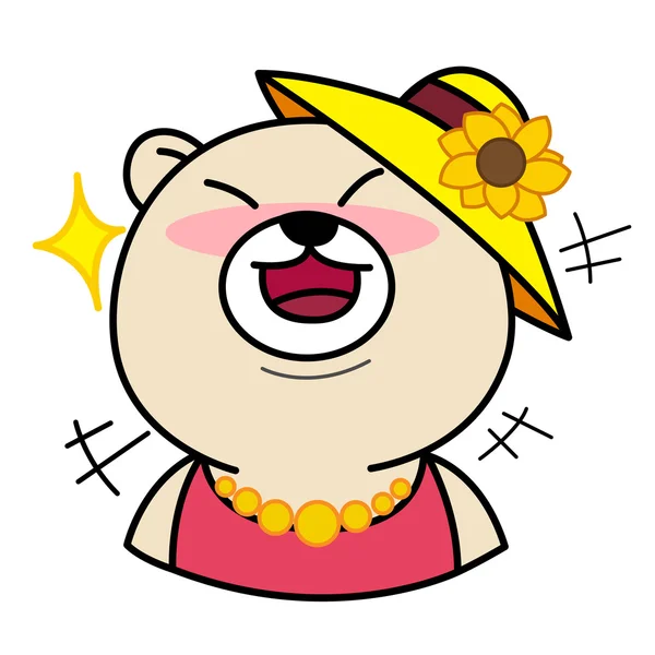 Çizgi film sevimli ayı gül illüstrasyon