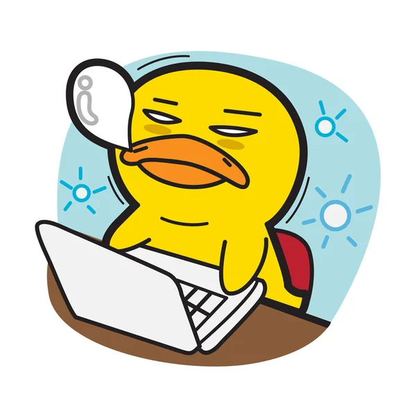 Ente träumt im Büro Karikatur — Stockvektor