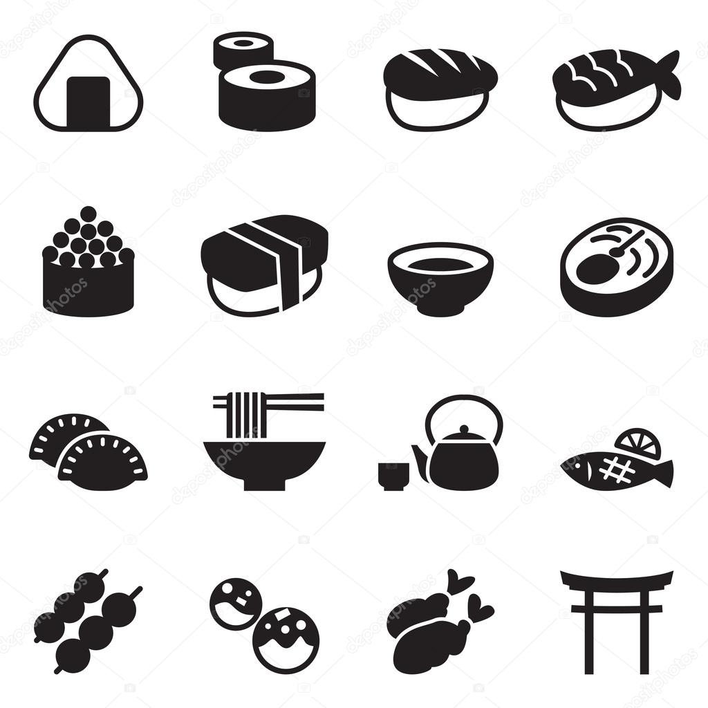 Japanese food icons set vector illustration