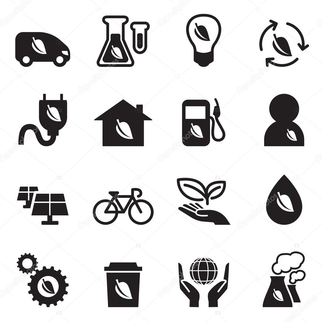 Green Technology icons set vector illustration