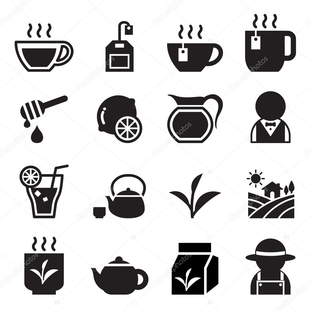 Tea farm icons set vector illustration
