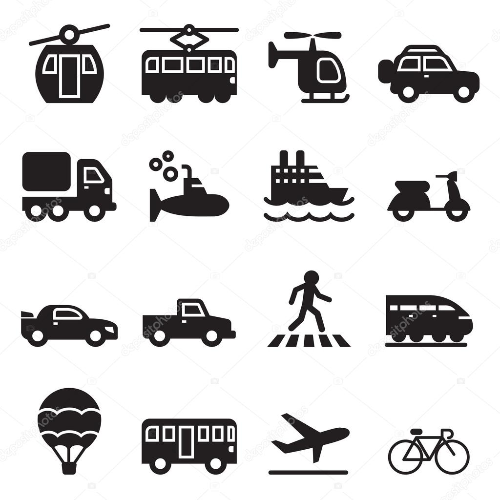 Simple  vehicle and transport related icons set