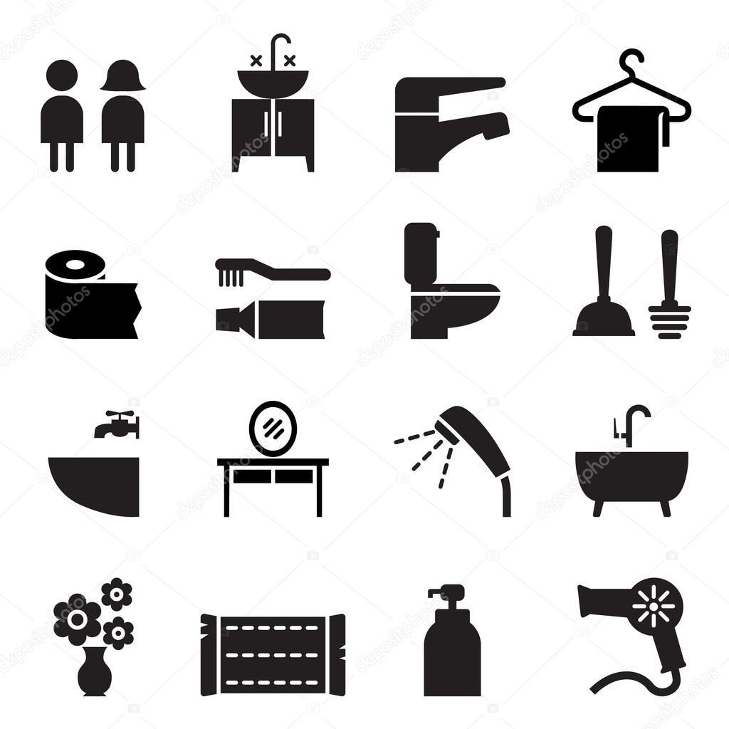 Bathroom icons set vector illustration