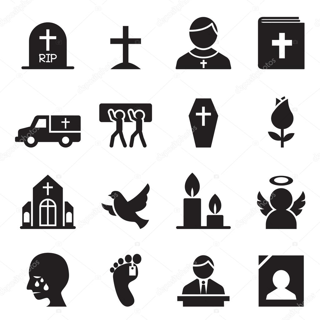 funeral icons set vector illustration