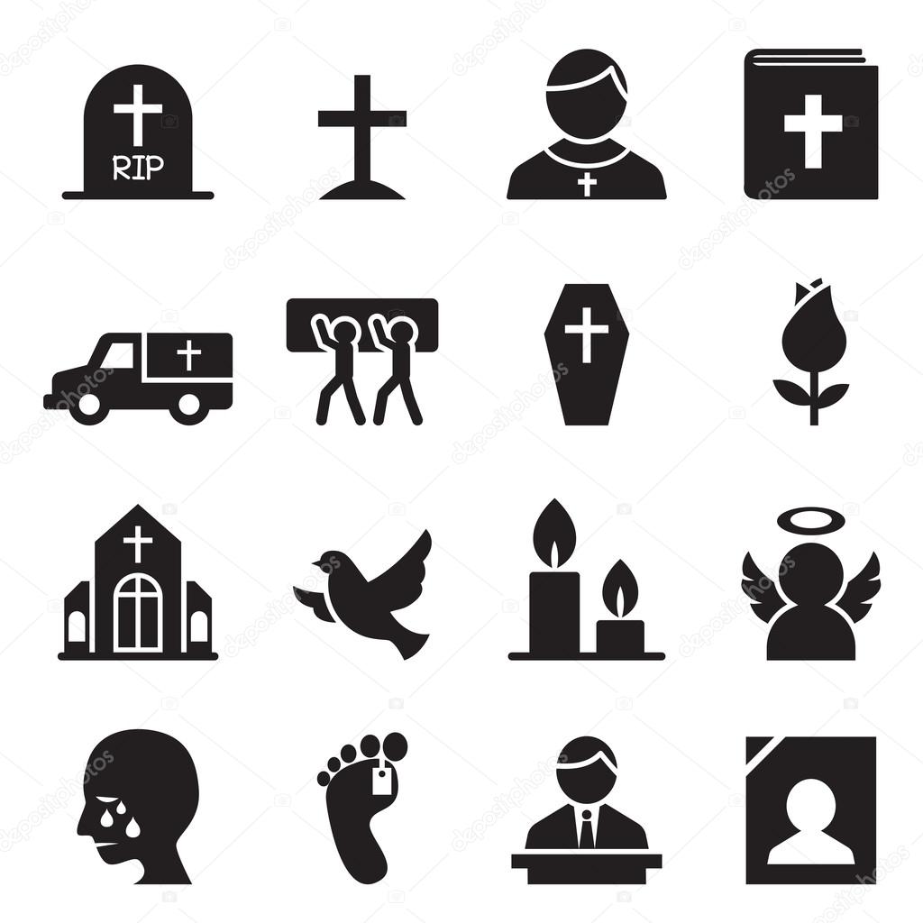 Funeral icons set vector illustration