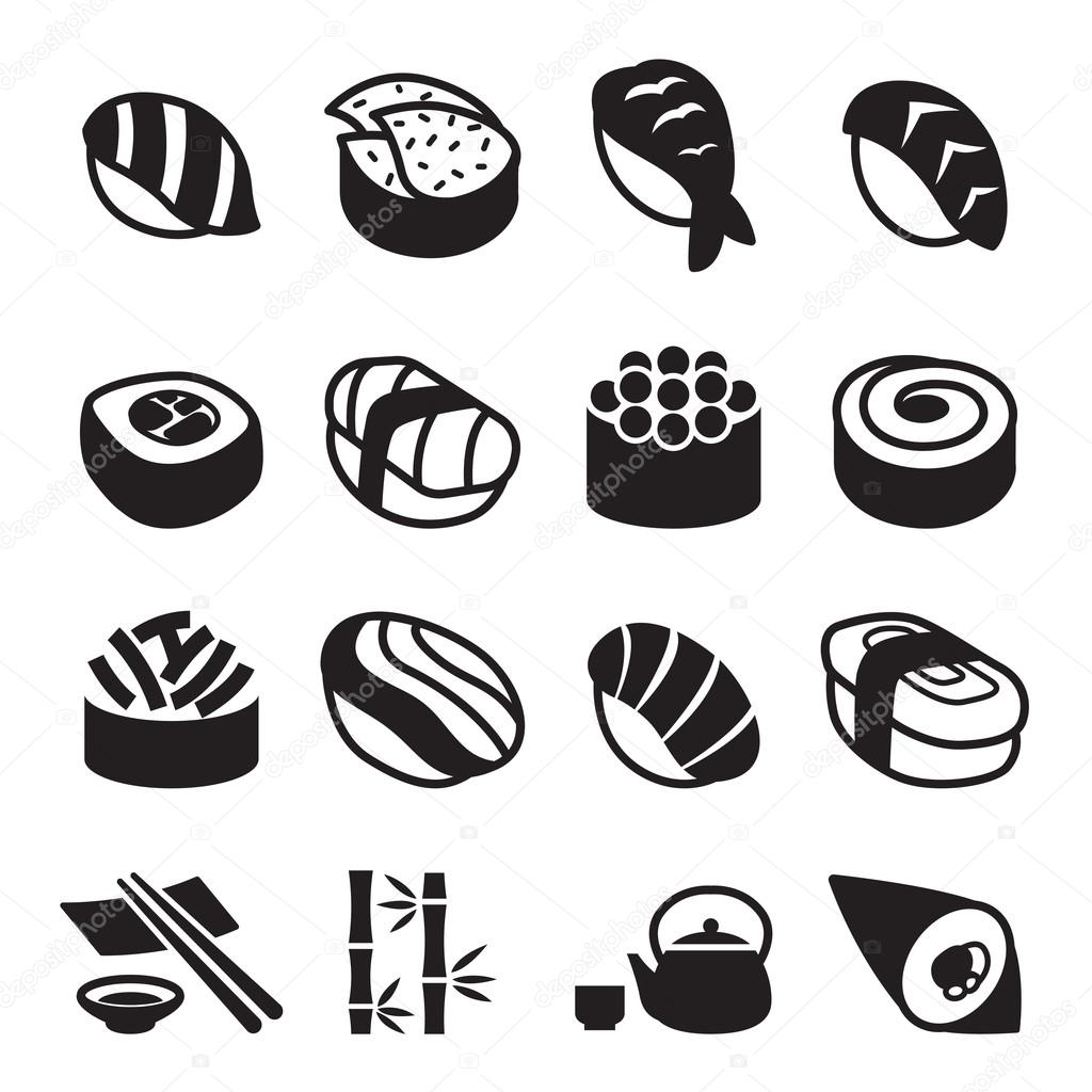 Sushi icons set vector illustration