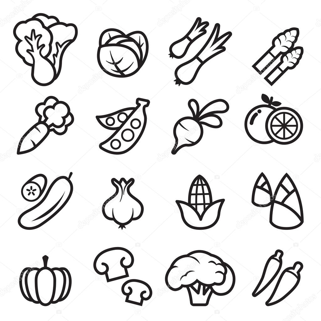 Vegetable icons set vector illustration