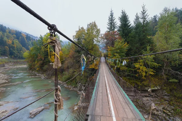 山川に架かる木造橋を中断。旅 — ストック写真