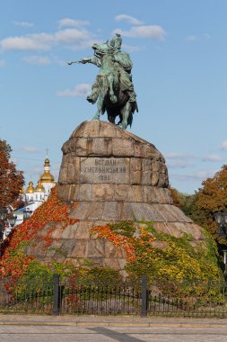 Bogdan Khmelnitsky Sofia kare üzerinde anıt. Kiev, Ukrayna