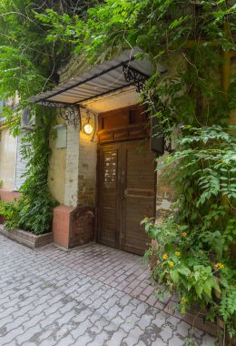 Eski bina kapı Ivy ile dolaşık. Mimari