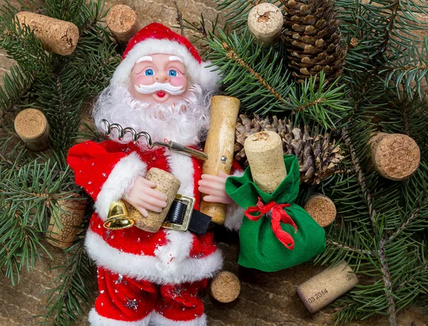 圣诞老人与螺旋开瓶器 — 图库照片