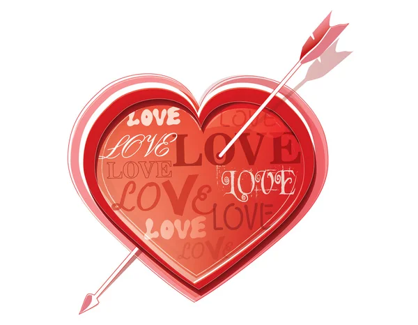 Heart struck by Cupid's arrows. Vector illustration — Stock Vector