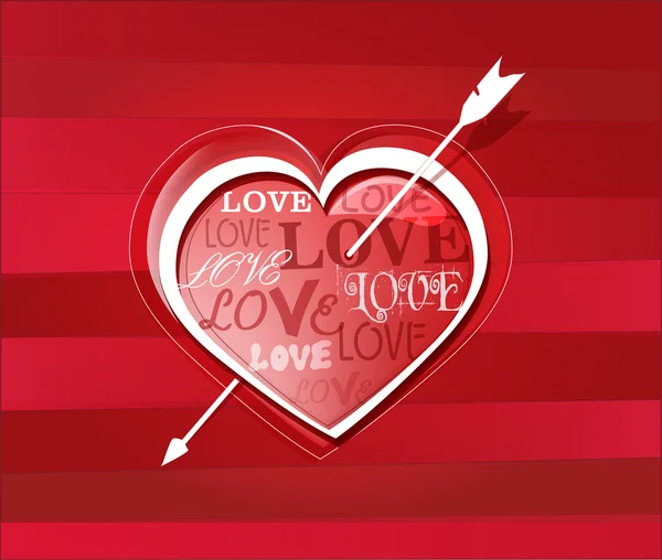 Heart struck by Cupid's arrows. Vector illustration — Stock Vector