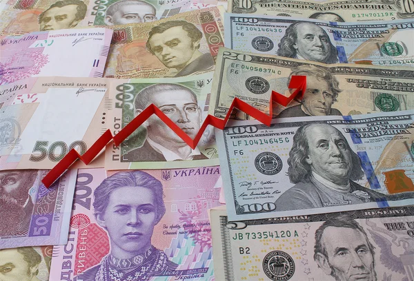 Ukrajinská hřivna, dolary a rozvrh — Stock fotografie
